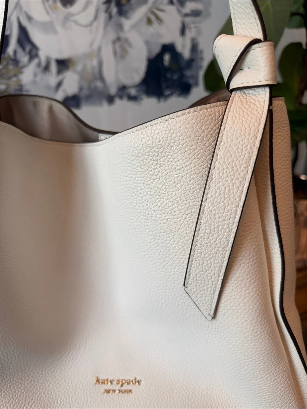 Kate Spade Cream Pebbled Leather Shoulder Tote with dust bag